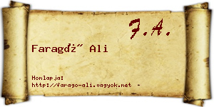 Faragó Ali névjegykártya